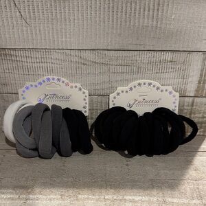 NWT Princess Accessories Elastic Hair Tie Set - Black, Gray, White